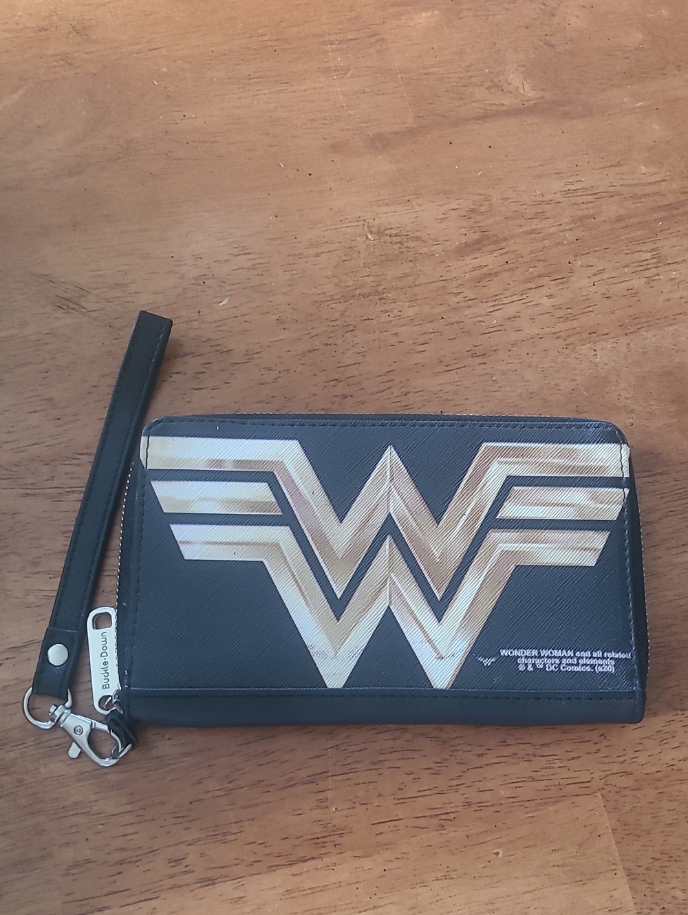 Gold-Accented Black Wristlet Wallet